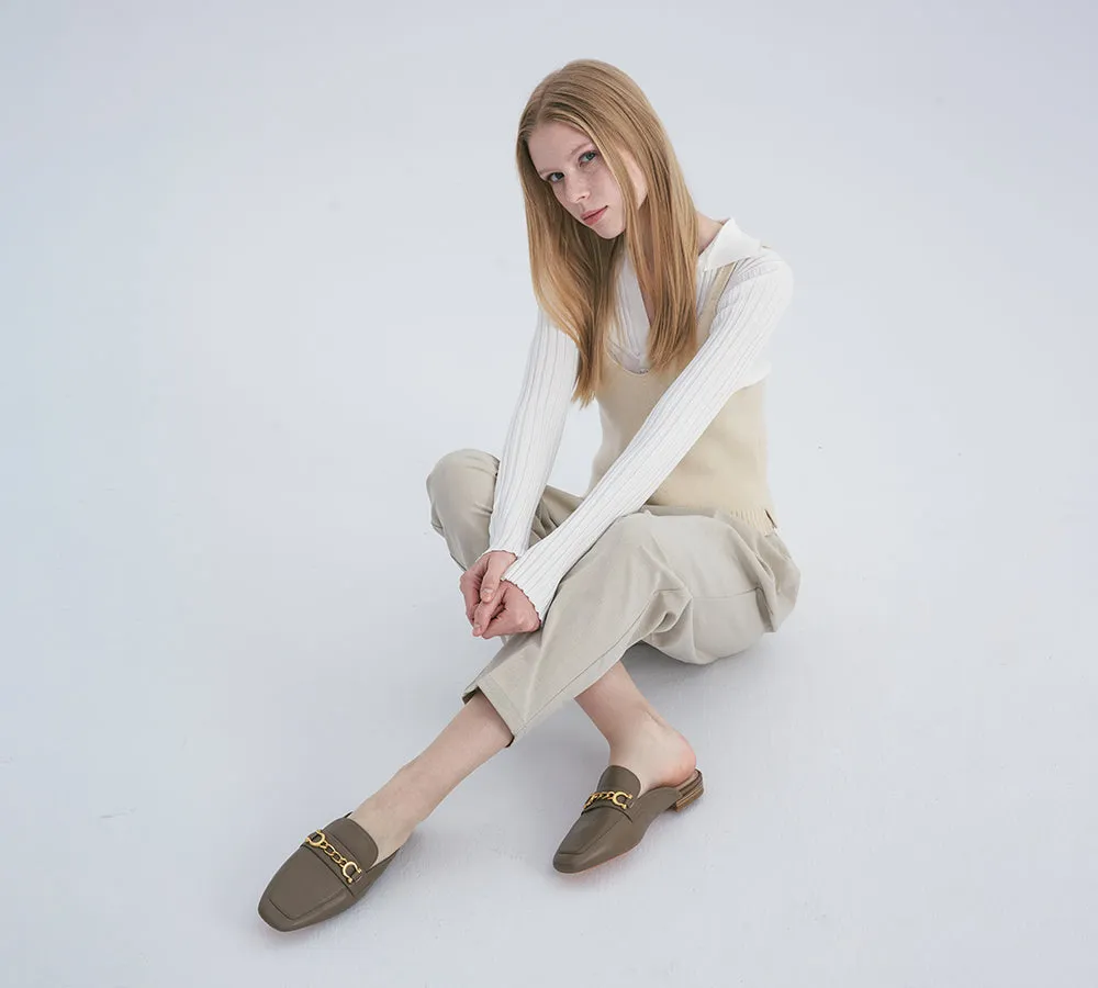 Women Slide Sheepskin Leather Slip-on Flats Grier