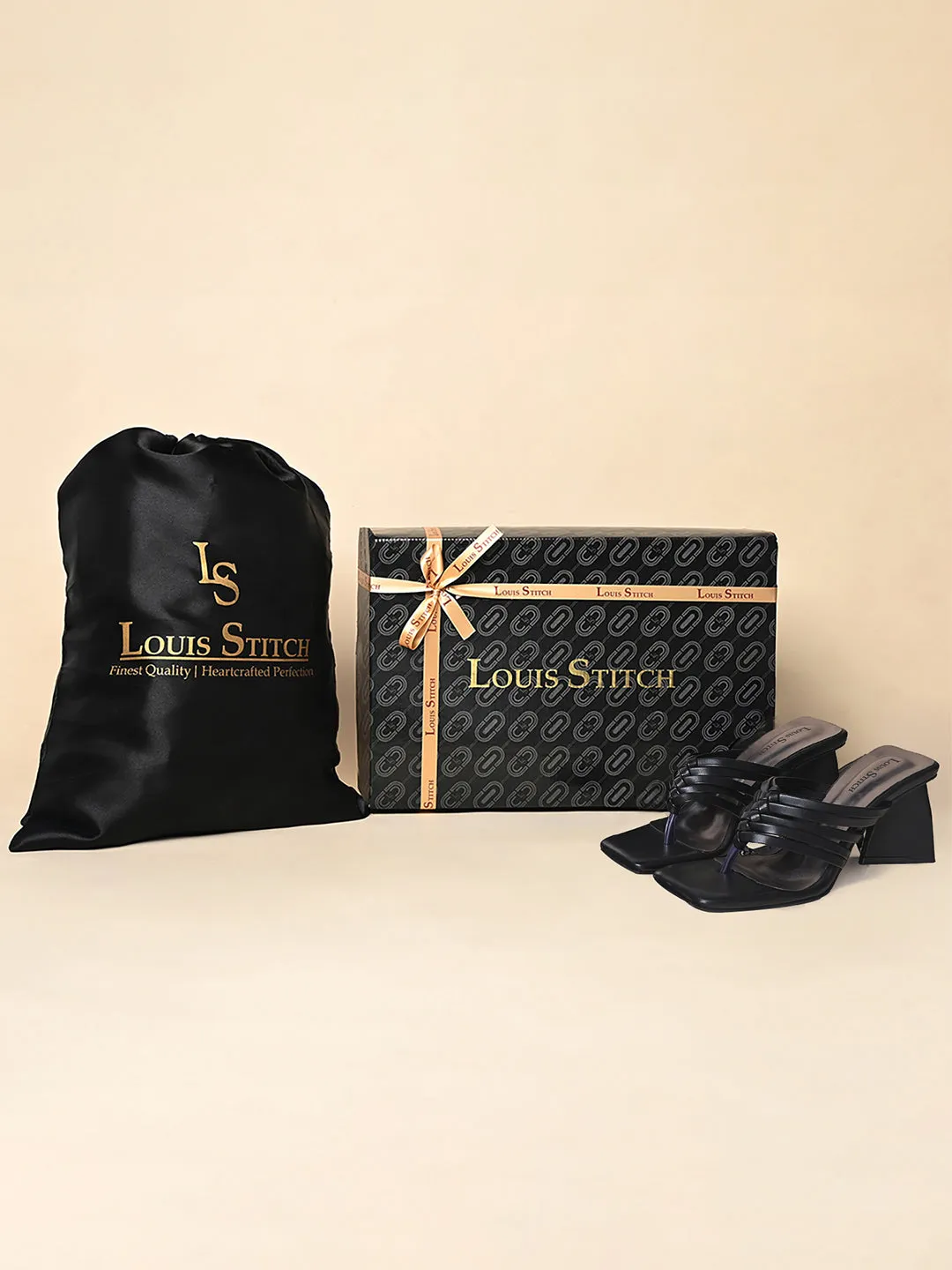 Women's Black Weaved T-Strap Block Heel Lightweight Sandals