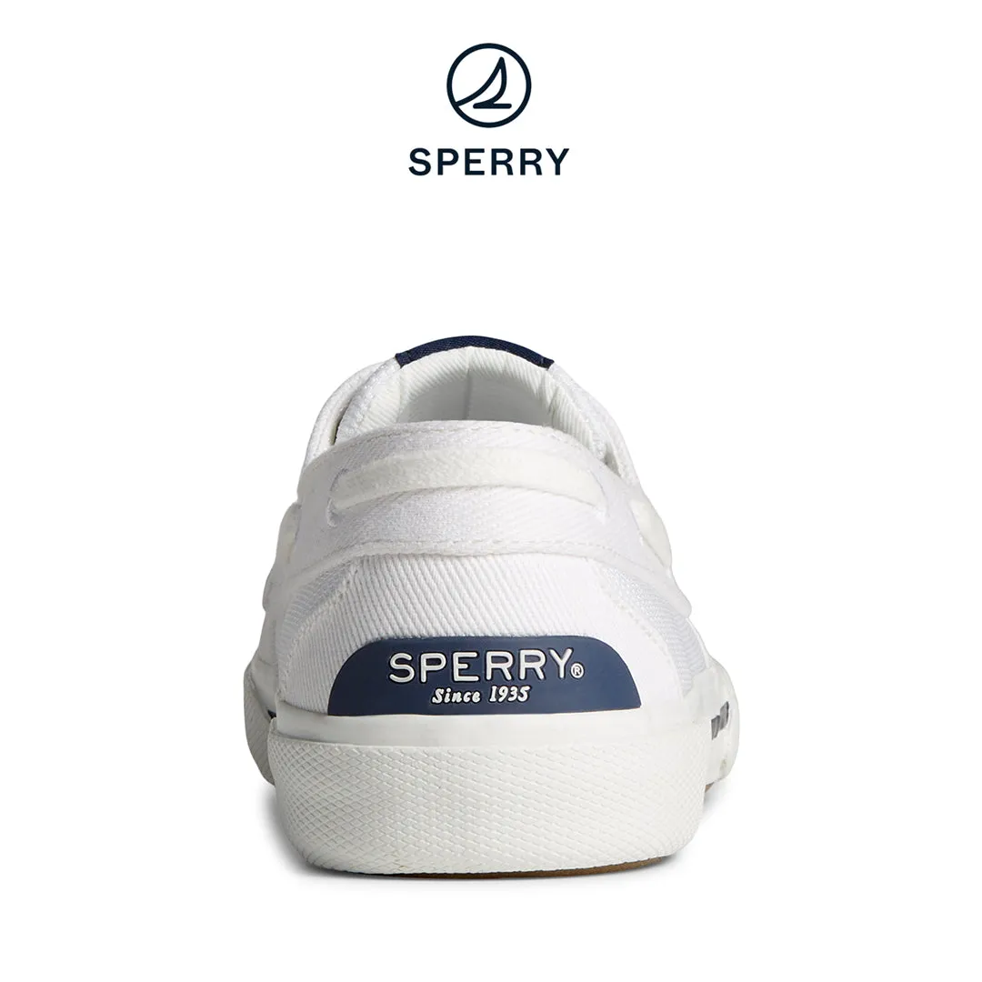Women's Pier Wave Washed Heavy Twill Boat Sneakers - White (STS88552)