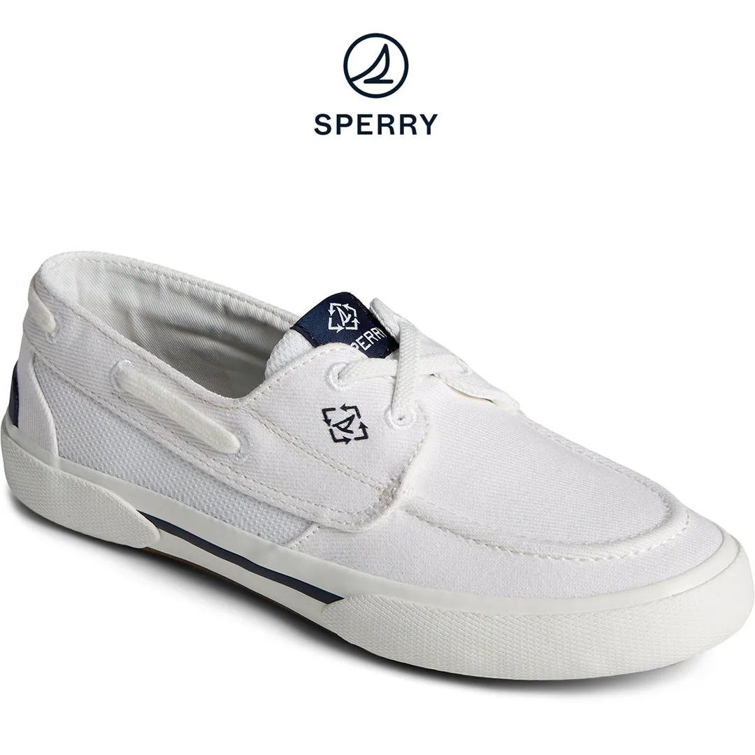Women's Pier Wave Washed Heavy Twill Boat Sneakers - White (STS88552)