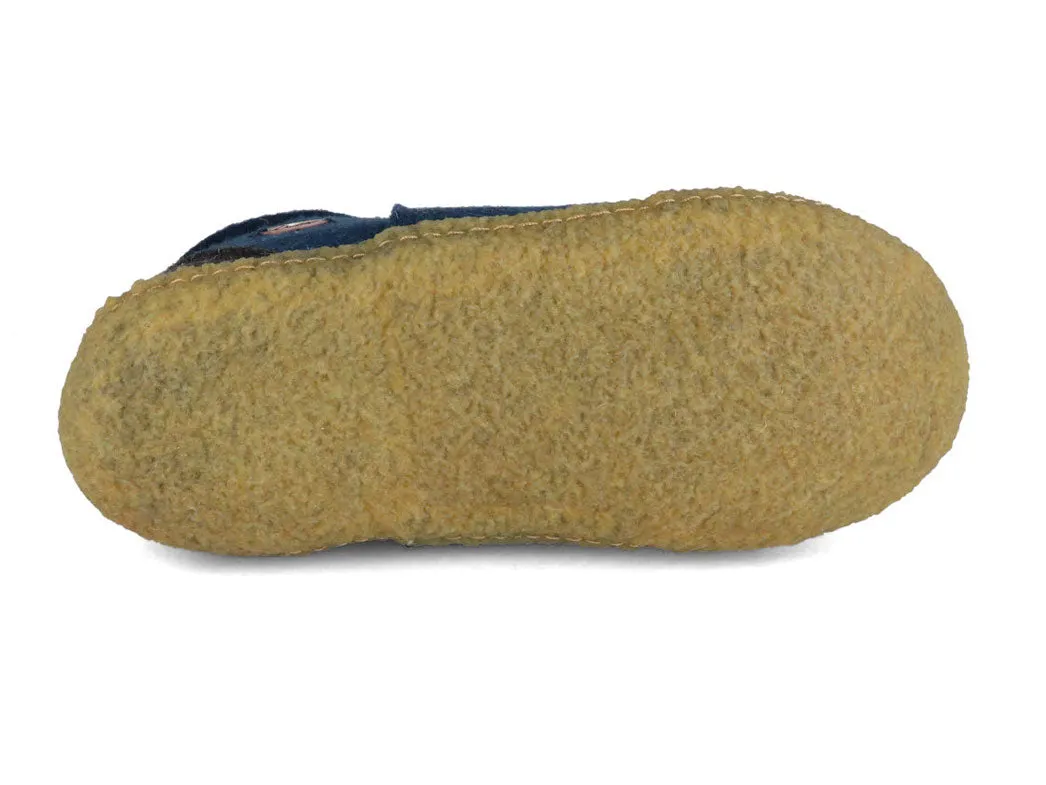 WoolFit® Office Slippers Taiga with Rubber Sole, blue