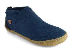 WoolFit® Office Slippers Taiga with Rubber Sole, blue