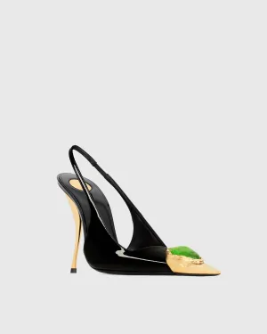 Xue Rhinestone Toe Slingback Pumps In Black